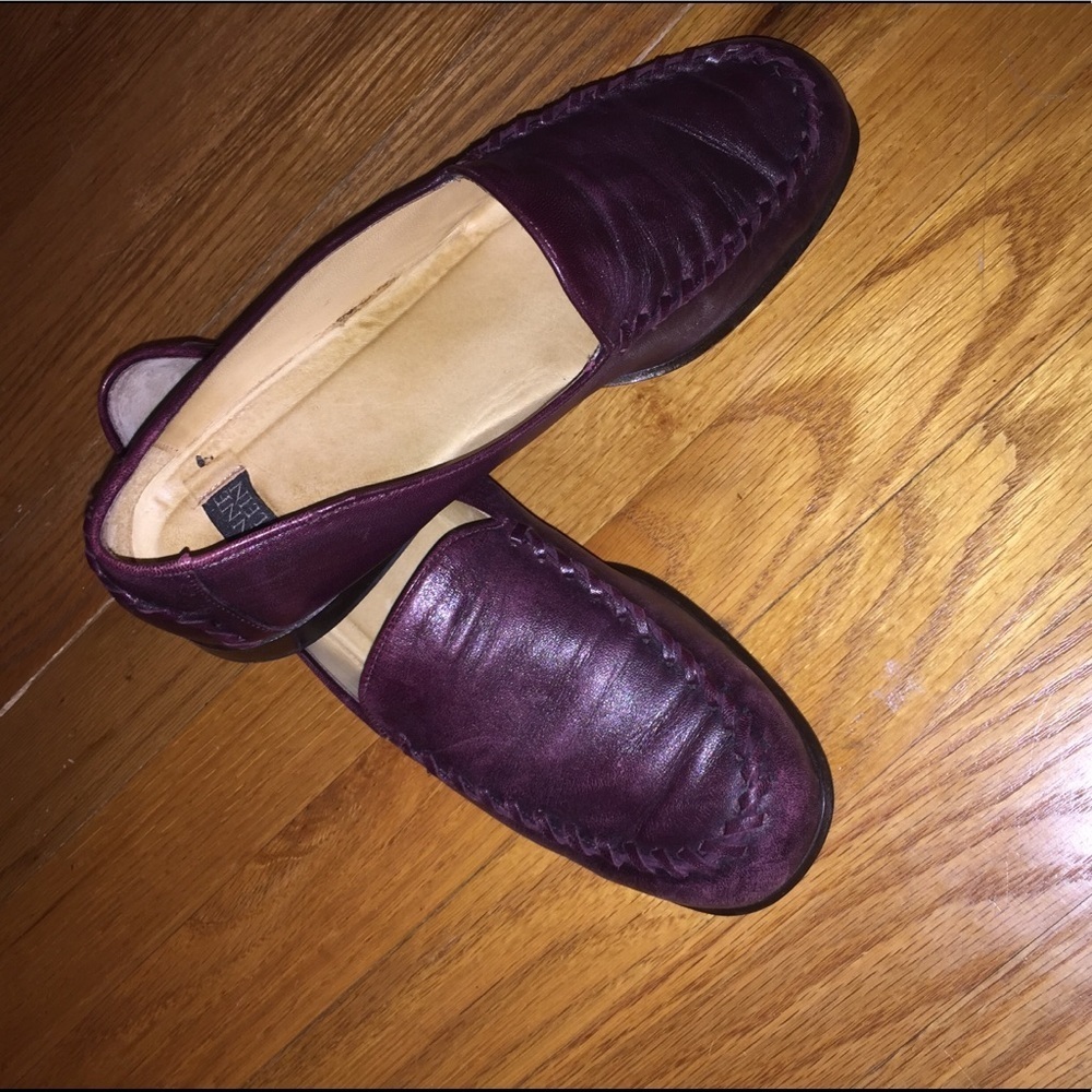 Vintage Anne Klein Eggplant Leather Loafers - 8 - Picture 5 of 7